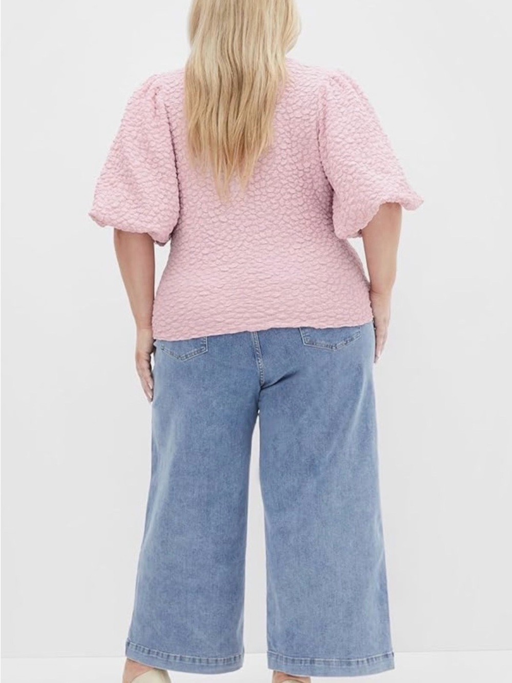 City Chic Chrissie Top - Pink with Balloon Sleeves - Picture 4 of 9